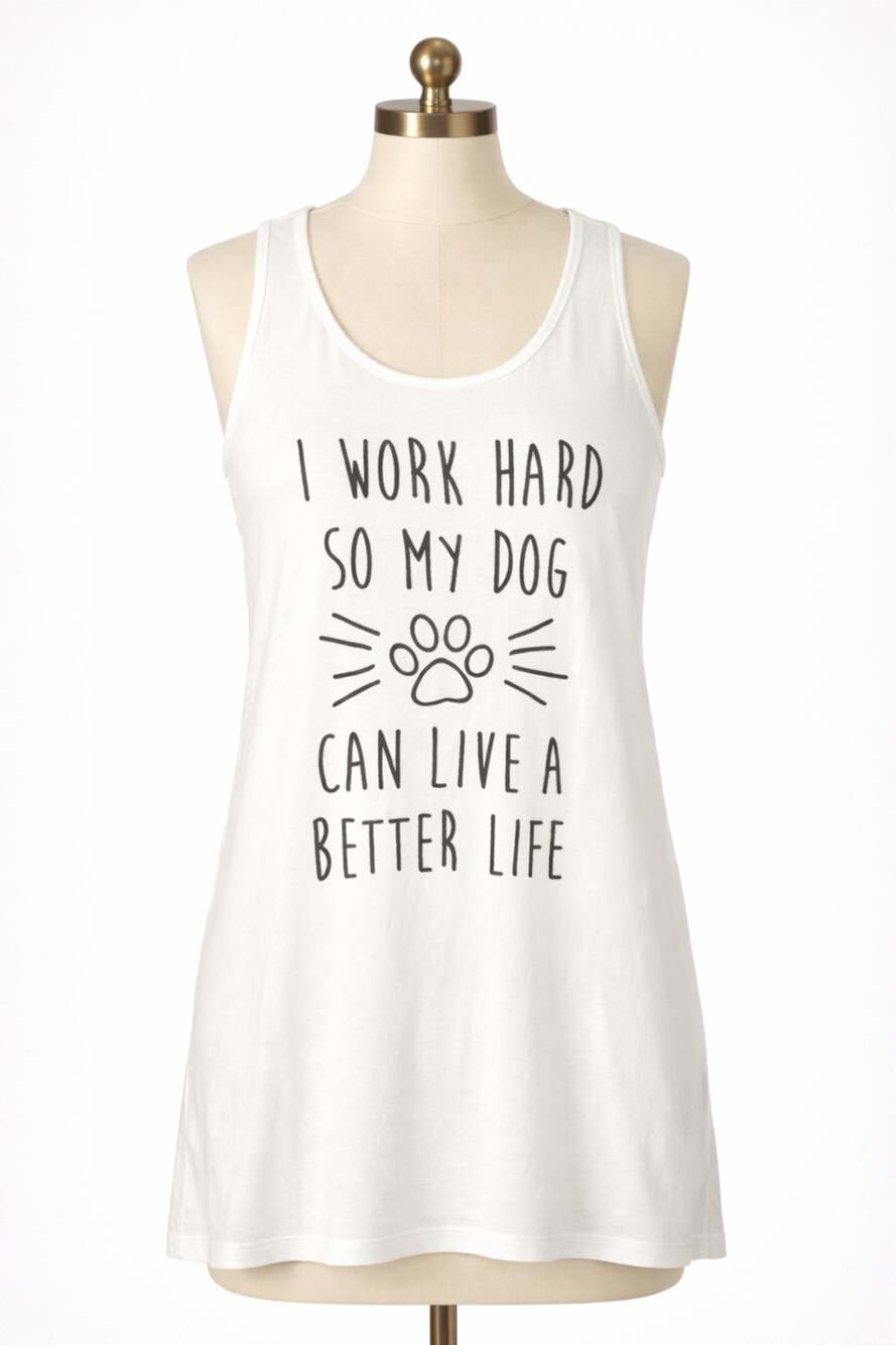 I Work Hard For Better Life For Dog Tank Top White Soft 1X